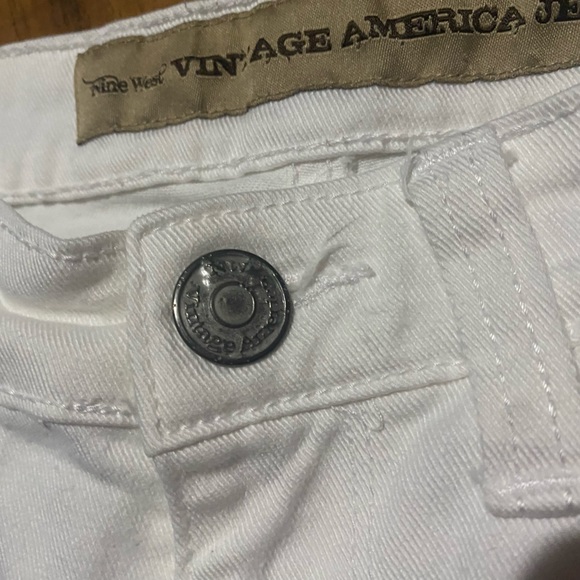Nine West Vintage America Jeans Mid Rise Straight Leg Pants White Twill Size 4 - Picture 4 of 10